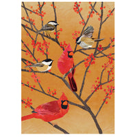 Greeting Card: Chickadees and Cardinals
